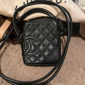 CHANEL Cambon Line Quilted CC Cross Body Bag Black